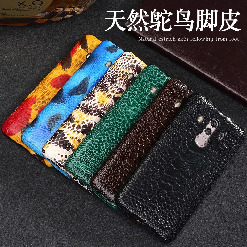 Genuine Leather phone case For Huawei Mate 10 Pro Natural ostrich foot skin Nova 2 2s Honor 7X 9 V9 V10 P8 P9 P10 Lite | Мобильные
