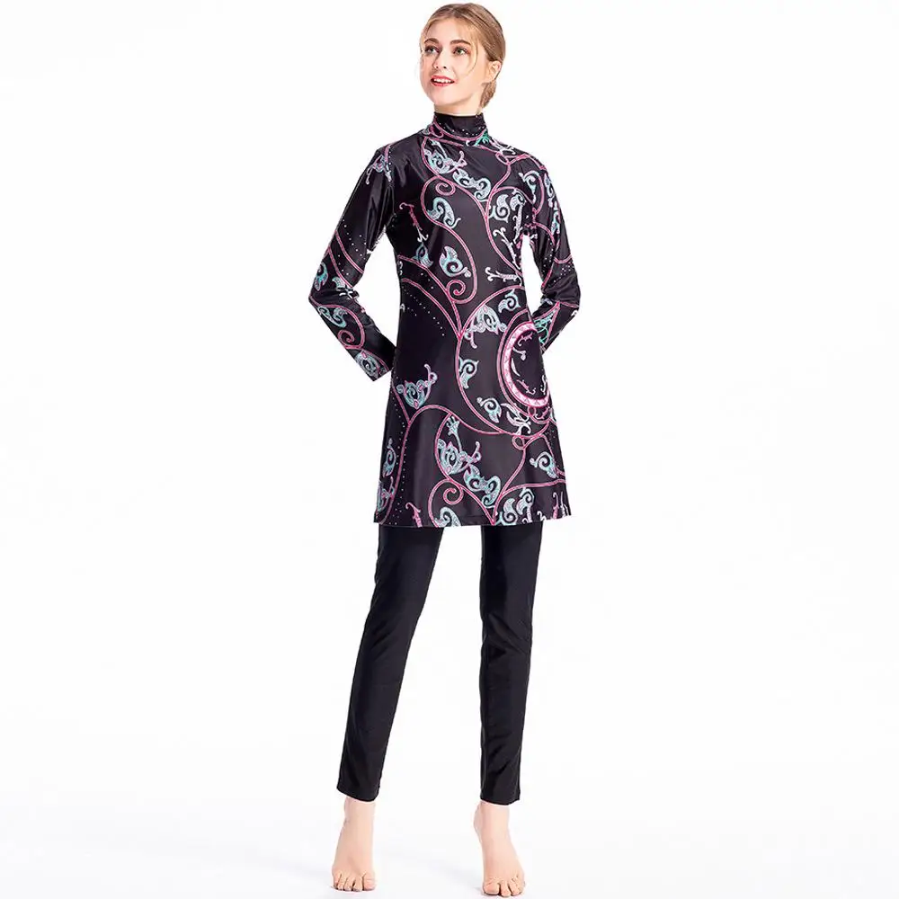 Женский купальный костюм из 3 предметов с принтом мусульманский пляжная одежда