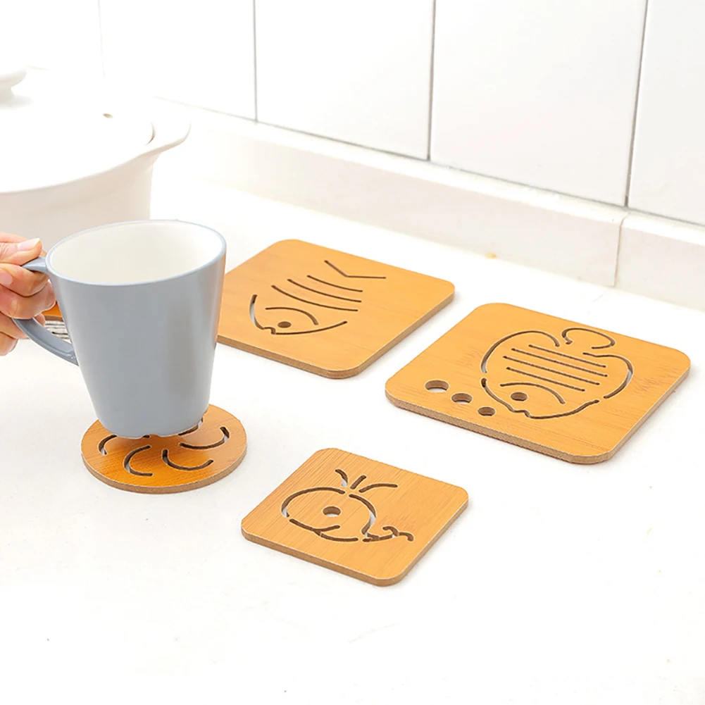 Бамбуковые Подставка под горячее мультфильм милый Placemat пластины коврик для
