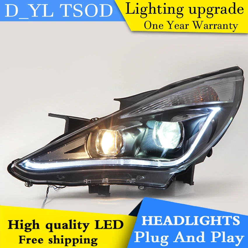 

Car Styling LED Head Lamp for Hyundai Sonata8 headlights 2011-14 Sonata 8 led headlight led drl H7 hid Q5 Bi-Xenon Lens low bea