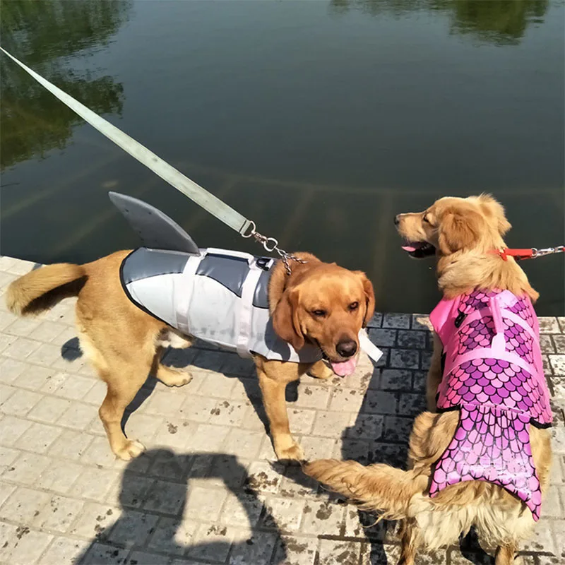 RFWCAK полиэстер акула русалка Pet спасательный жилет безопасности одежда с ручкой собака обучения плаванию Хранитель купальники