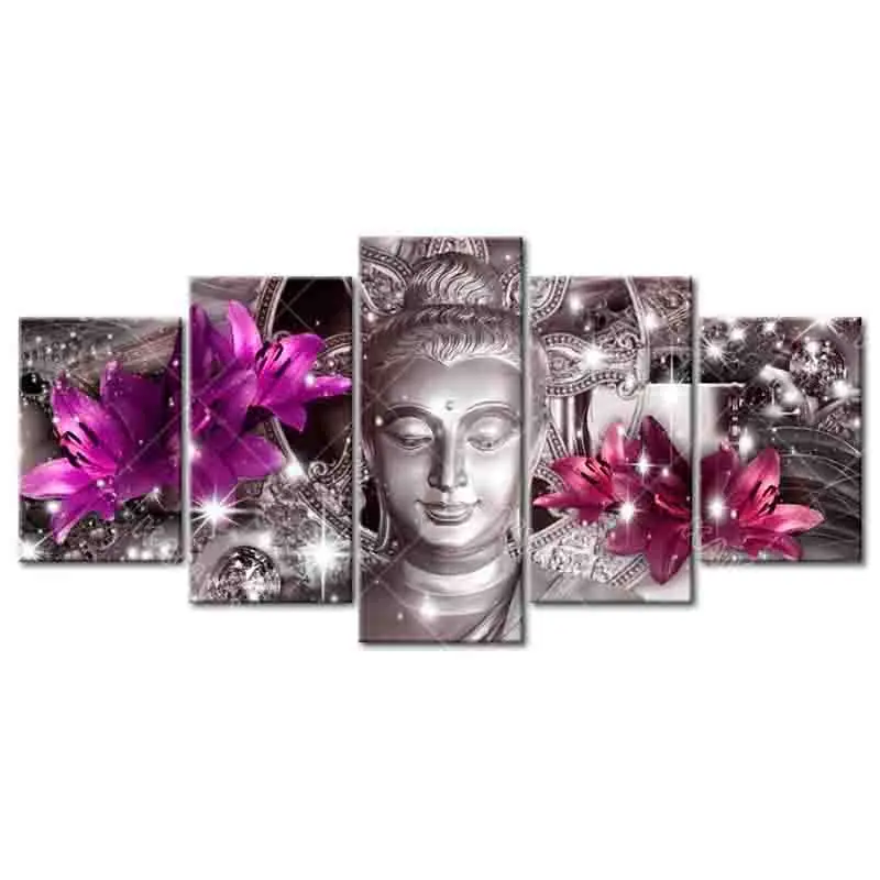 2 Полная квадратная дрель вышитые бриллиантами лилии статуя Будды 5D DIY Алмазная Картина Вышивка крестом мульти-картина украшение дома - Цвет: 2