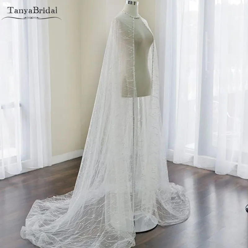 

Lace Ivory Pearls Wedding Caps Elegant Special Lace Bridal Bolero Luxury Wrap Jacket Shawl DJ013