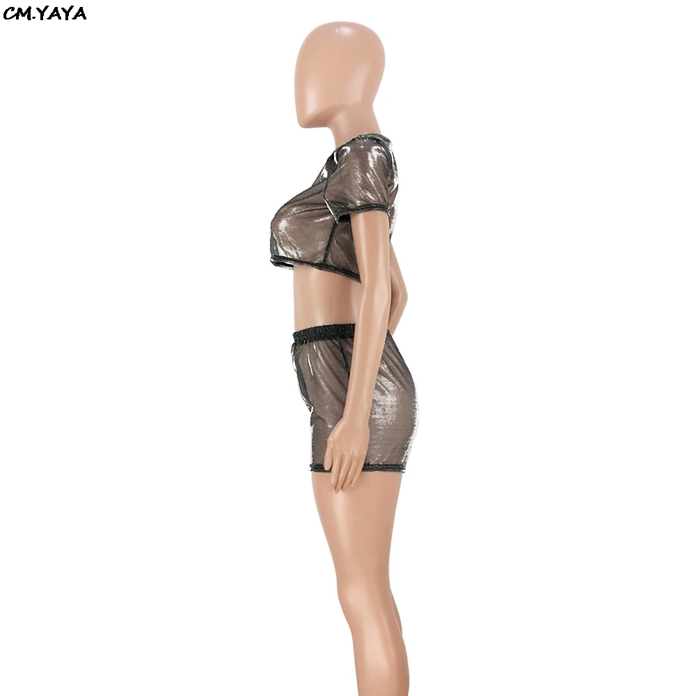 Женский яркий сетчатый костюм с короткими рукавами футболка и шорты комплект из 2