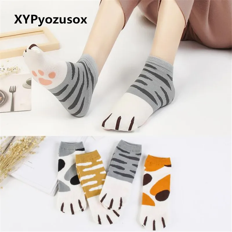 Модные красивые хлопковые носки Kawaii короткие носки до лодыжки с когтями кошки Китти для женщин и девочек; сезон весна-лето; женские носки с забавными персонажами из мультфильмов