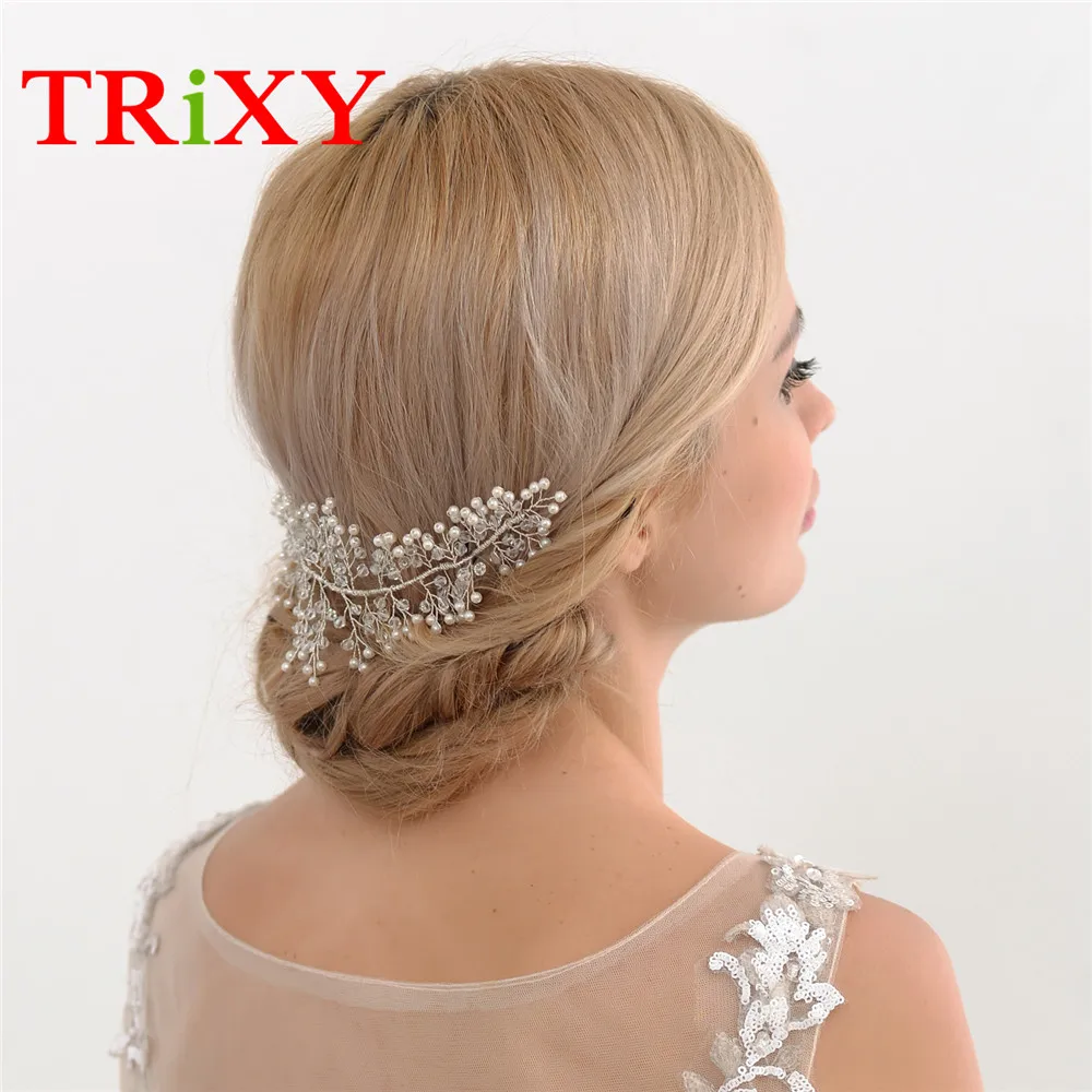 TRiXY H31 женские элегантные свадебные аксессуары стразы жемчуг расческа для