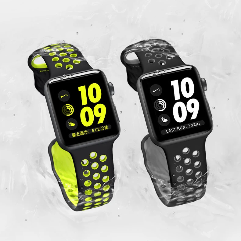 Спорт Силиконовый ремешок для Apple Watch группа 42 38 мм браслет на запястье часы iwatch Nike