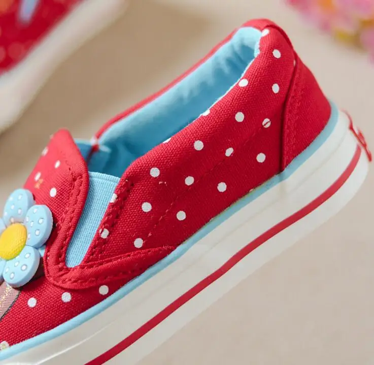 Girls Canvas Shoes 2019 New Spring Breathable Children Flats Polka Dot Fashion Kids Sneakers Princess Low-Top Casual | Детская одежда и