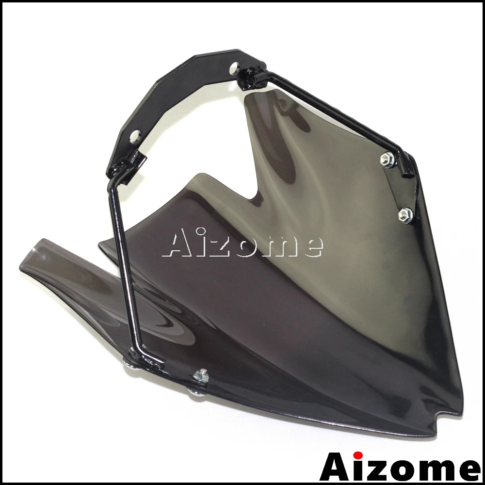 Ветровое стекло для мотоцикла Kawasaki Z750 Z750R 2007-2012 с креплением, цвет - дымчатый.