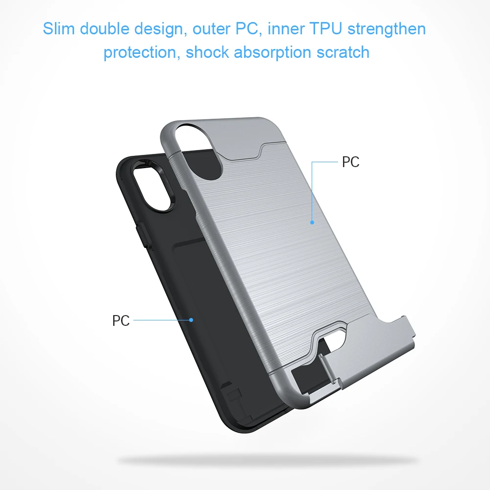 Новый антидетонационных Подставки TPU + PC чехол телефона для iphone х Coque Телефонные