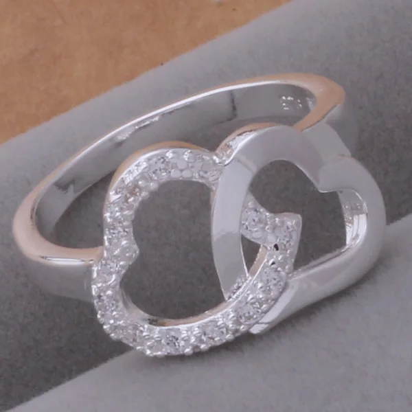 AR413 серебряное цветное кольцо модное ювелирное изделие двойное сердце/aswajkda artajjaa |