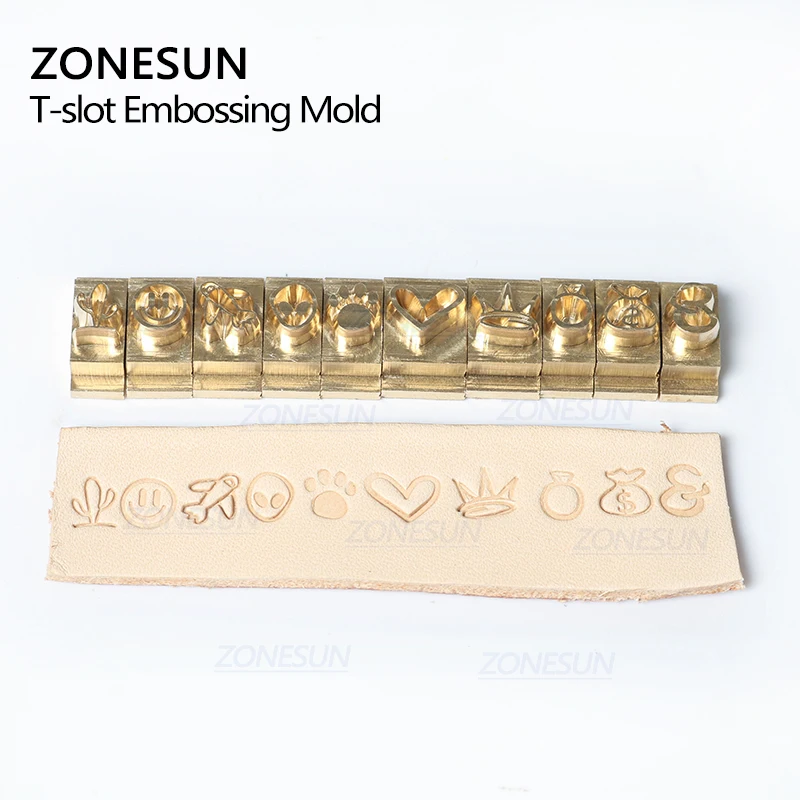 ZONESUN 5/7/10 см Т слот Алфавит цифры символы кожа штамповка холодный пресс инструмент