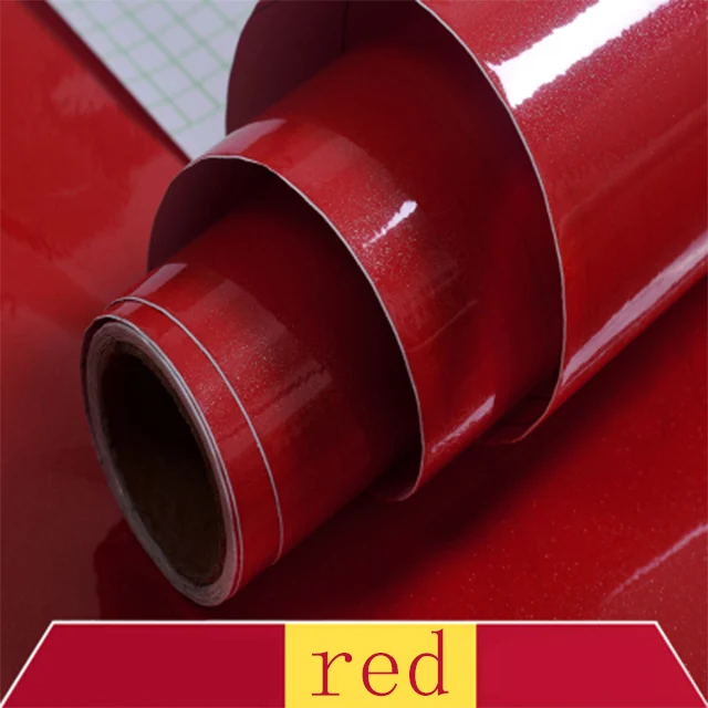 Red DIY самоклеющиеся декоративные глянцевые обои для современной мебель шкаф для спальни шкаф сплошной цвет контактная бумага домашний декор - Цвет: Red