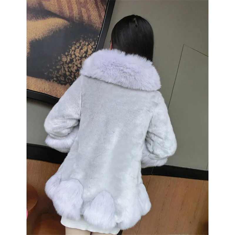 Пальто с искусственным мехом женские XS-3XL размера плюс цвет: белый розовый серый