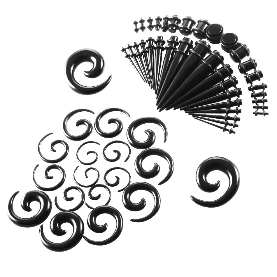 54 шт. набор калибровочных акриловых спиральных конических туннелей для растяжки