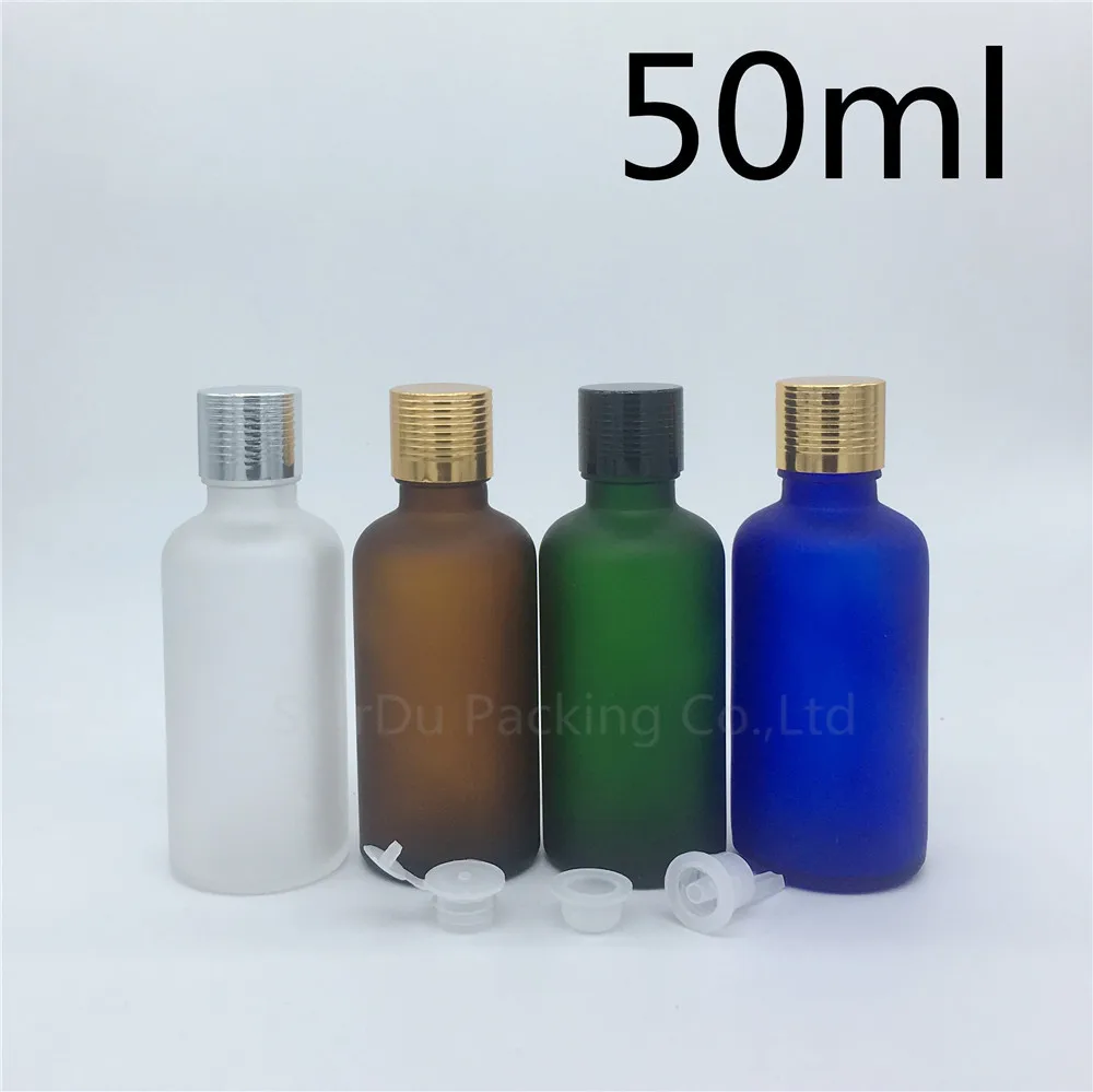 

Travel Bottle 50ml Green Blue Amber Transparent Frosted Glass Bottle, 50cc Vials Essential Oil Bottle With Cap