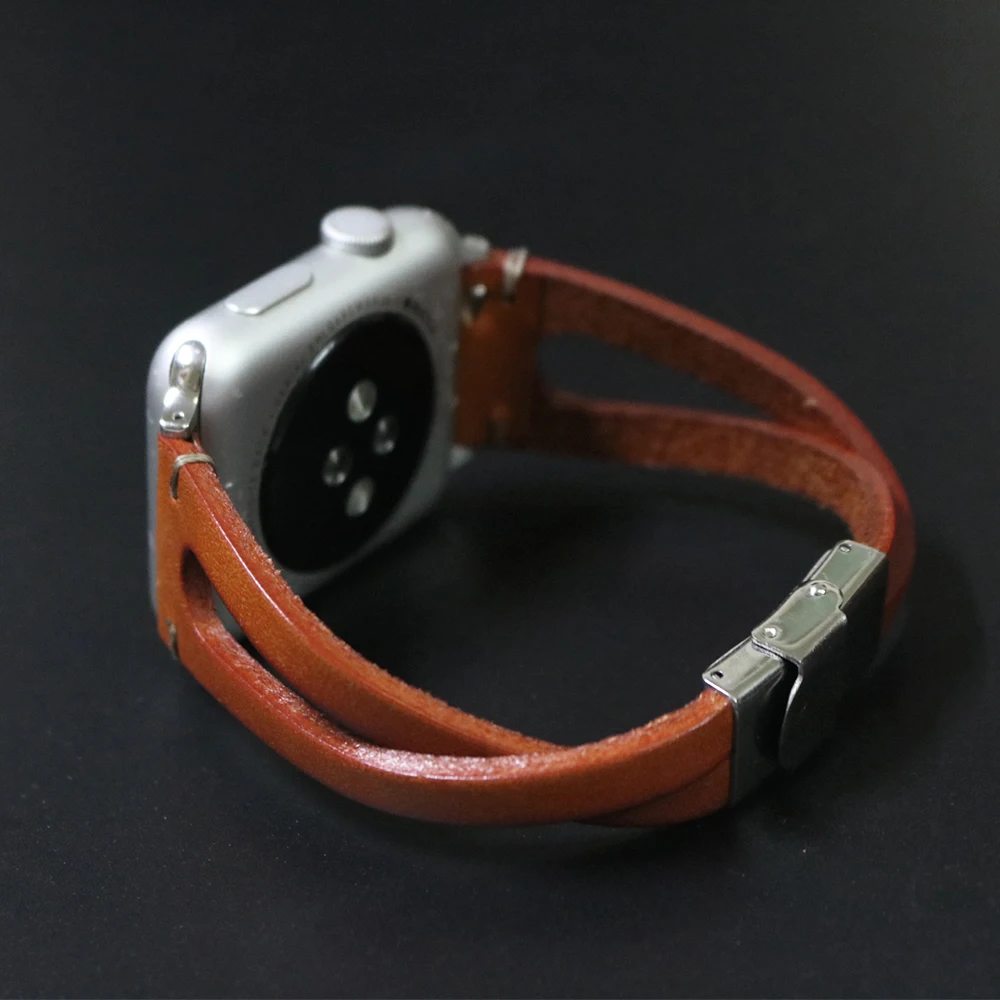 Ремешок ручной работы из воловьей кожи для Apple Watch 38 мм 40 Series 1 2 3 4 5 браслет iWatch 42 44