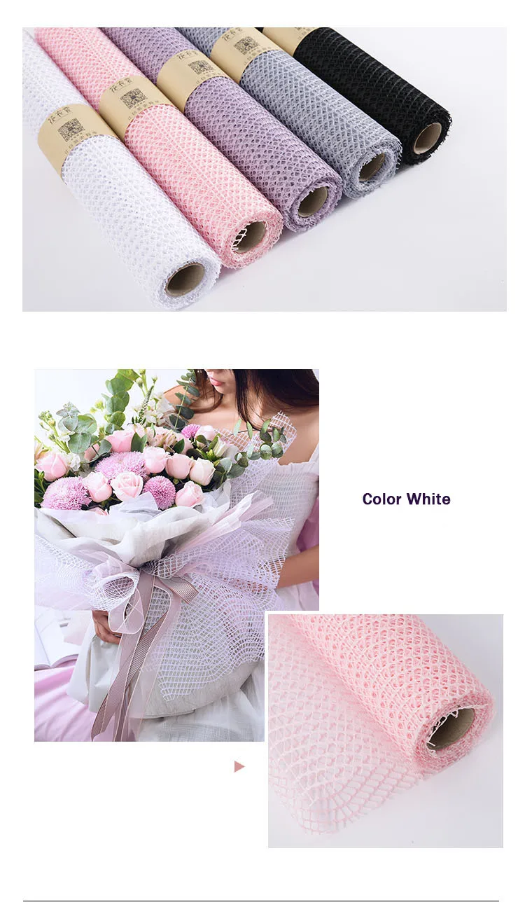 New Korean Wave Flowers Packaging Paper Material 50cm*5y Hollow Mesh Scrapbook DIY Decorative Bouquet Wrapping Craft Paper