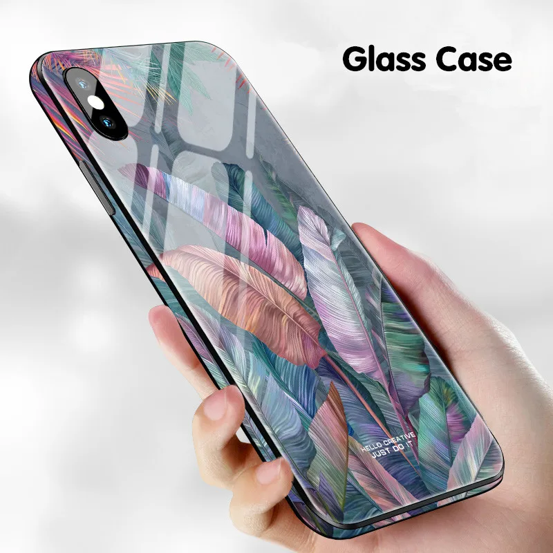 Цветной полный чехол с краями из закаленного стекла для телефона iphone x xs max xr