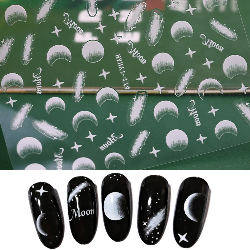 

HNUIX 1 Sheet Lotus Nail Sticker White Transparent 3D Flower Nail Art Stickers Nail Stickers Nail Decals