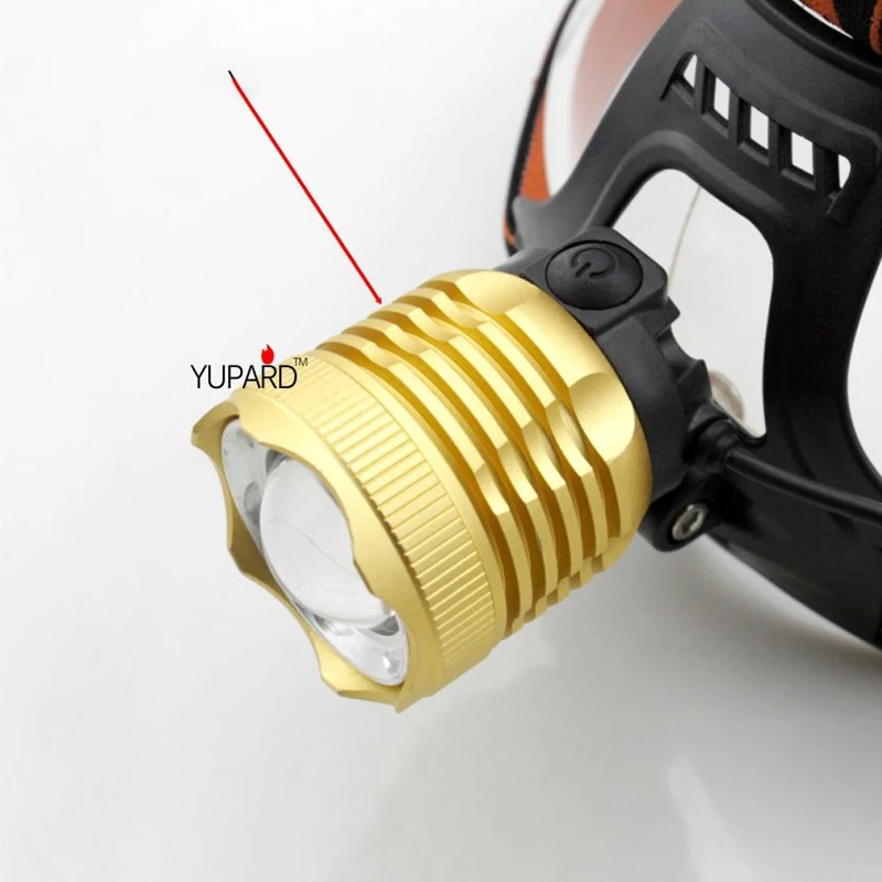 1200lm CREE Xml T6 фара 18650 прямые Перезаряжаемые фонарик Водонепроницаемая передняя фара Золотой 3 Режим альпинист Охота