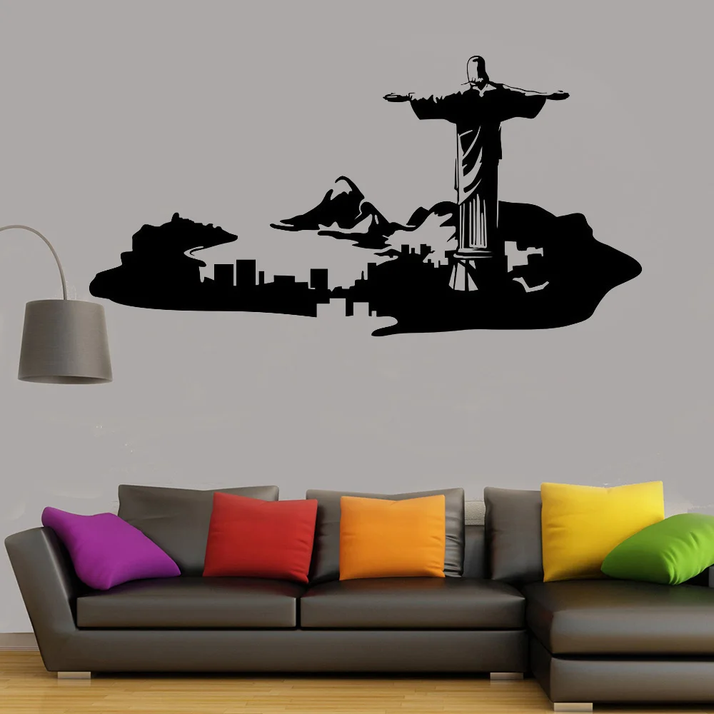 

Rio de Janeiro vinyl Wall Sticker home Decor For Living Room PVC Skyline wall decal Removable Mural DIY Bedroom decals G767