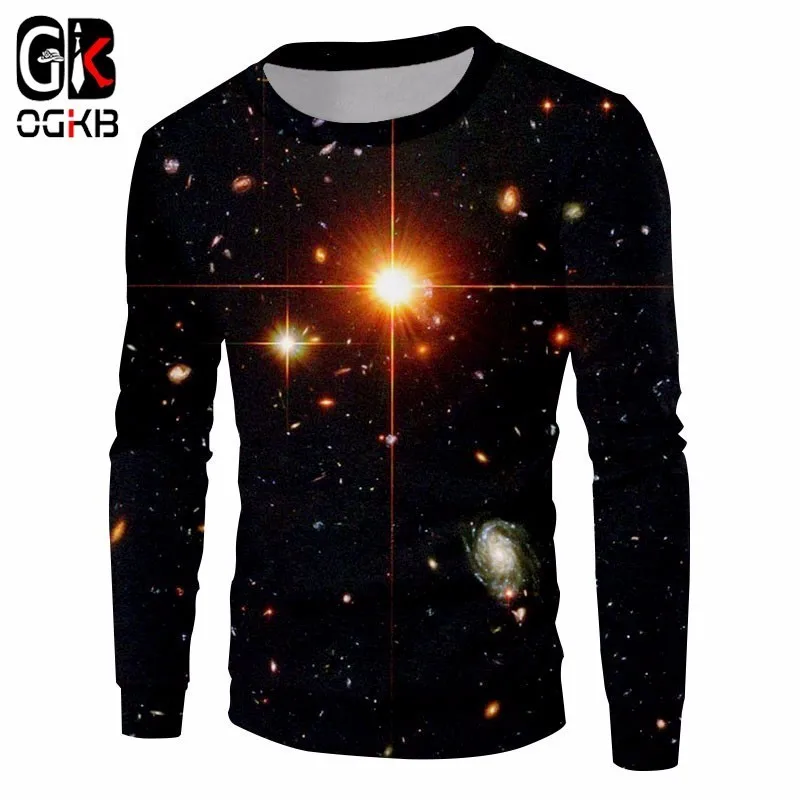 

OGKB Unisex Sweatshirts Black New Fashion Print Starry Star 3d Sweatshirt Hoodies For Men/women Autumn Crewneck Pullovers Sweats