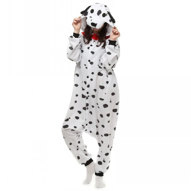 Взрослые фланелевые пижамы унисекс Белый далматинец пятно собака костюмная