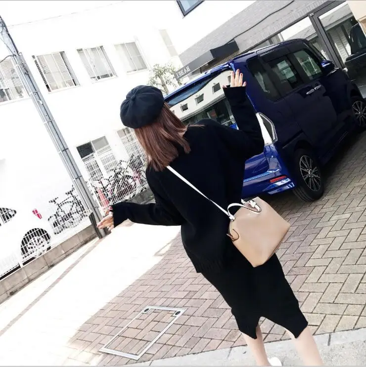 Для женщин комплект 2 предмета вязаный пуловер свитер + вязание юбка карандаш