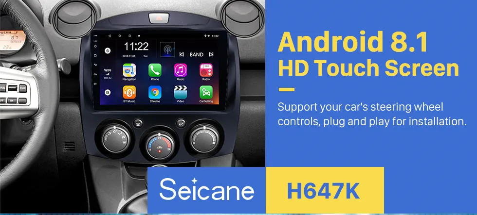 Seicane Android 9,0 " Автомагнитола стерео для 2007-2011 2012 2013 MAZDA 2/Jinxiang/DE/третьего поколения gps Navi блок плеер