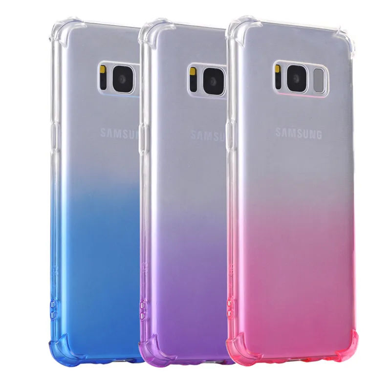 Silicone Case for Samsung Galaxy S8 Classic Fashion Gradient Blue-ray Color Soft Covers Shell galaxy s8 anti-shock case |