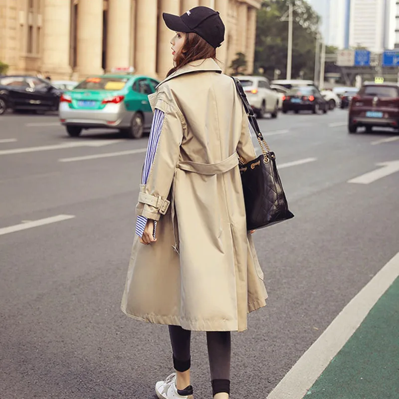 Женская ветровка средней длины в Корейском стиле осенняя Свободная верхняя