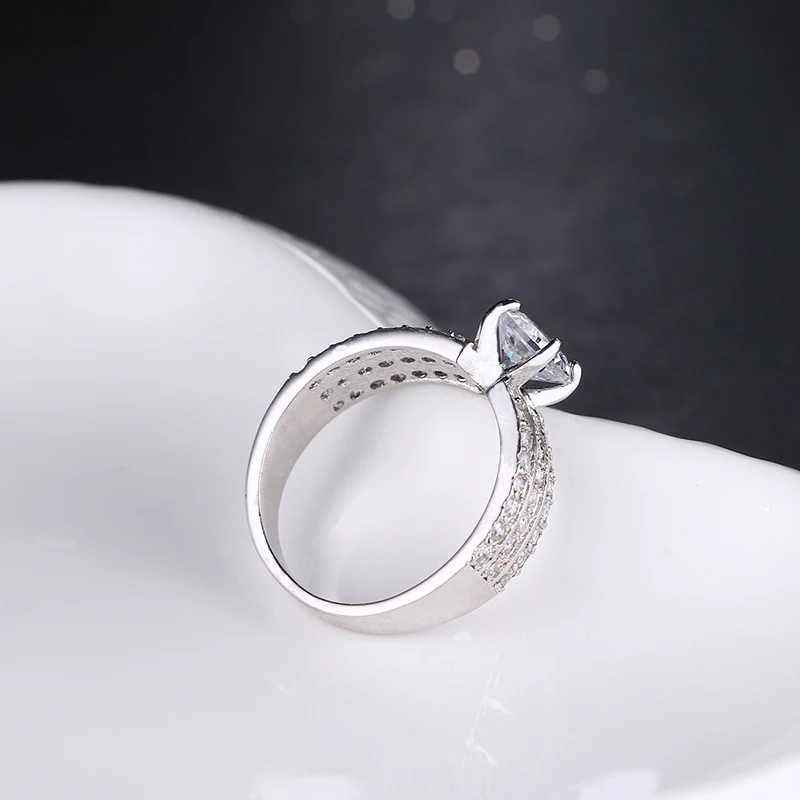 Классические круглые свадебные кольца для женщин 6 зубцов набор колец с