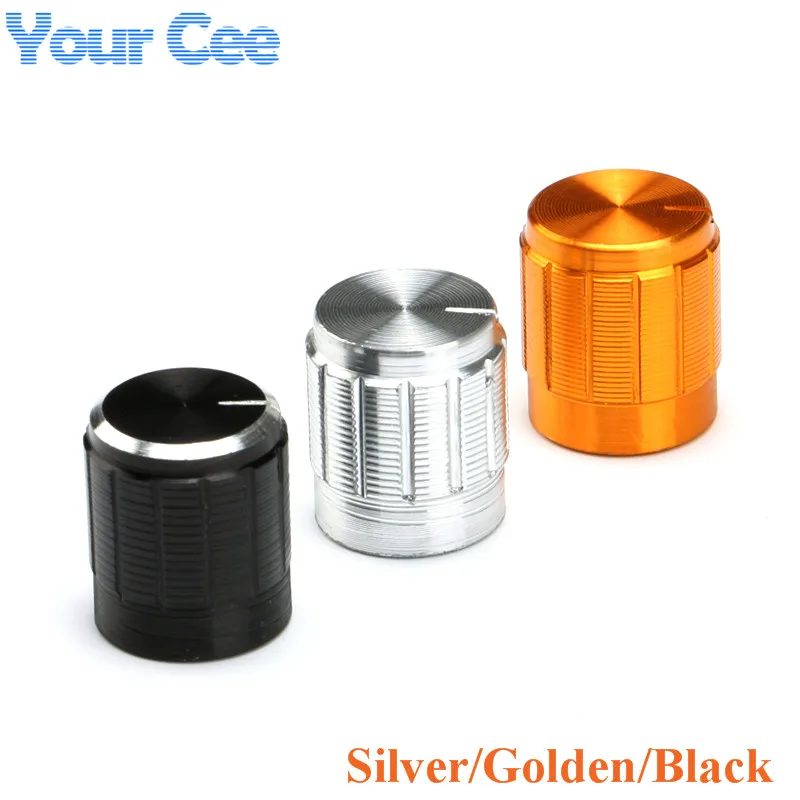 

30pcs Aluminum Alloy Potentiometer Knobs Cap 15x16.5mm Silver Golden Black For Potentiometer