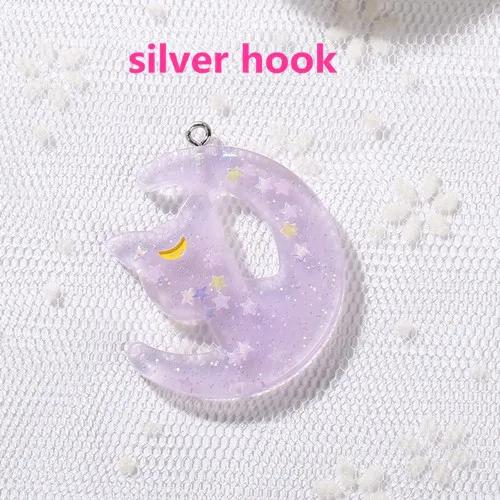 silver hook 16 шт Череп Сакура Тоторо амулеты Смола амулеты ожерелье кулон брелок амулеты для украшения сережек DIY - Окраска металла: silver hook