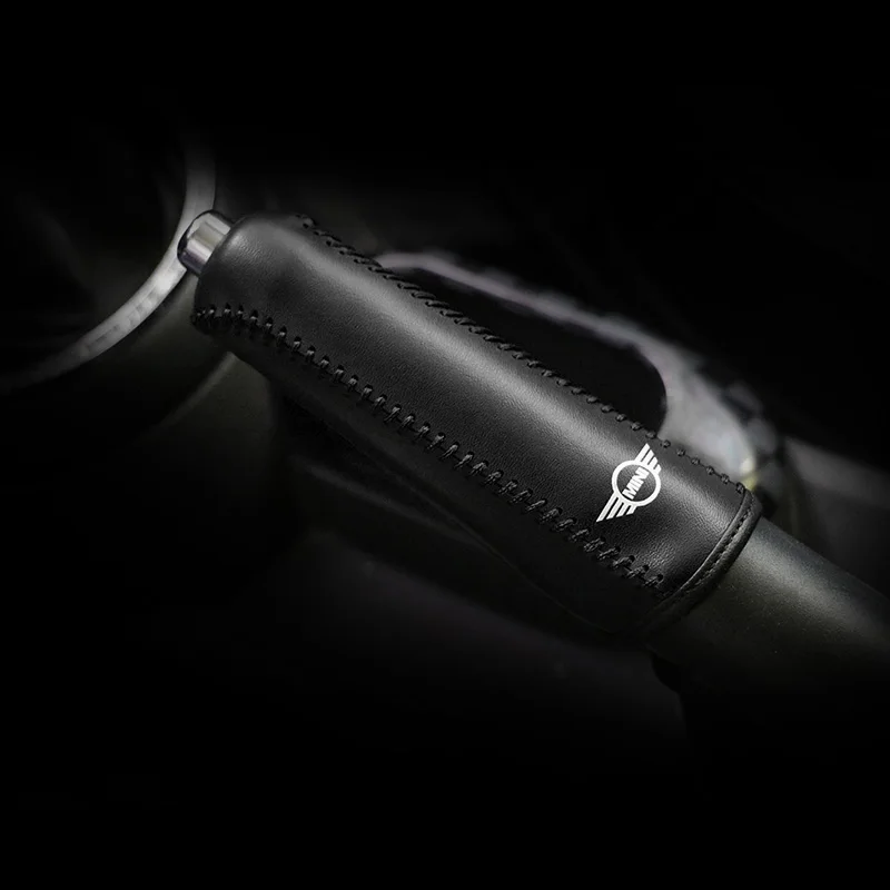 Black for Hand Brake Авто кожаная ручка переключения передач ручной тормоз чехол украшение для Mini Cooper F54 F55 F56 F60 земляк автомобиль Stlying аксессуары - Название цвета: Black for Hand Brake
