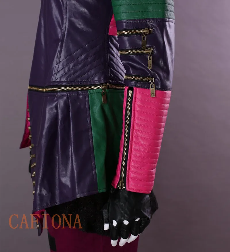 Cafiona Descendants 2 cosplay Mal cosplay costume кожаное пальто в стиле панк полный набор на заказ размер Вечерние