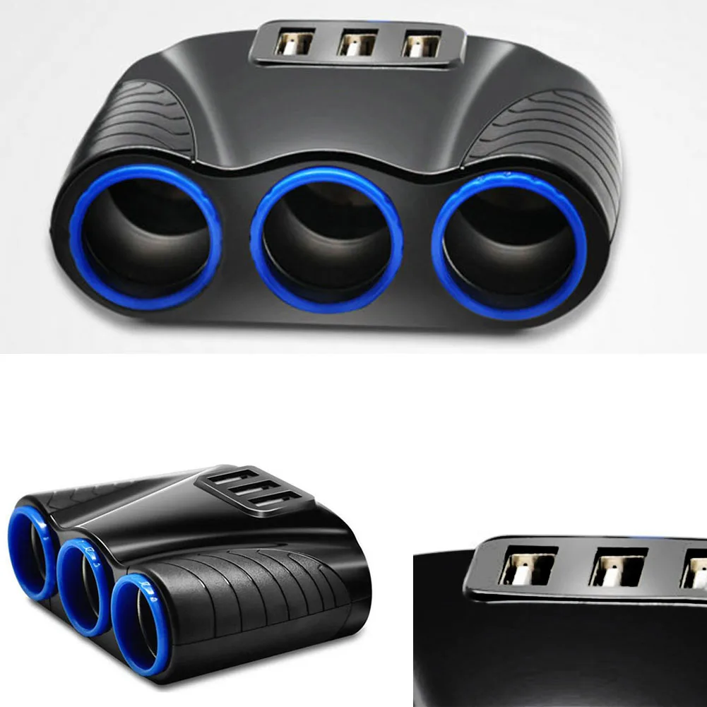 3-Socket Car Cigarette Power Adapter DC Outlet Splitter USB Charger | Автомобили и мотоциклы
