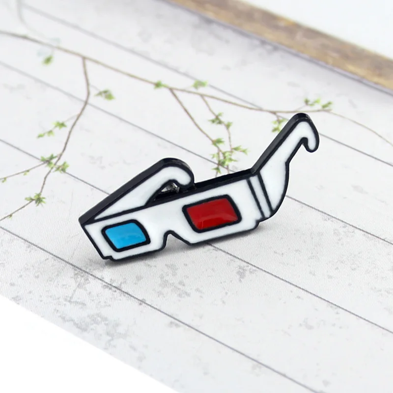 Мультфильм очки брошь 3D красные синие линзы эмаль Pin Butto значок для девочек