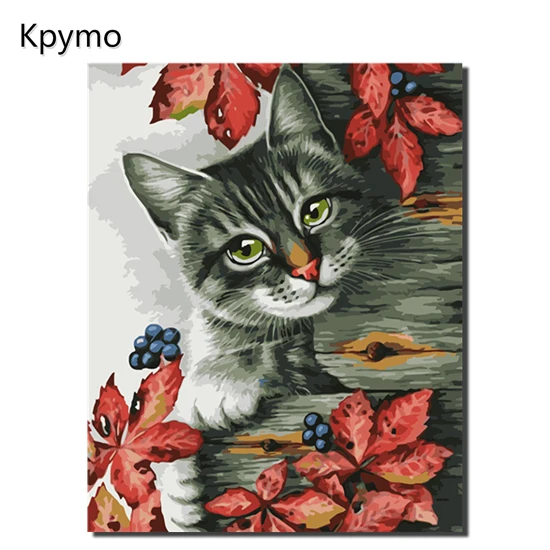 Kpymo DIY картина маслом в рамке по номерам кошки картины животные холст живопись для гостиной стены Искусство домашний декор VA-0244 - Цвет: VA-0244