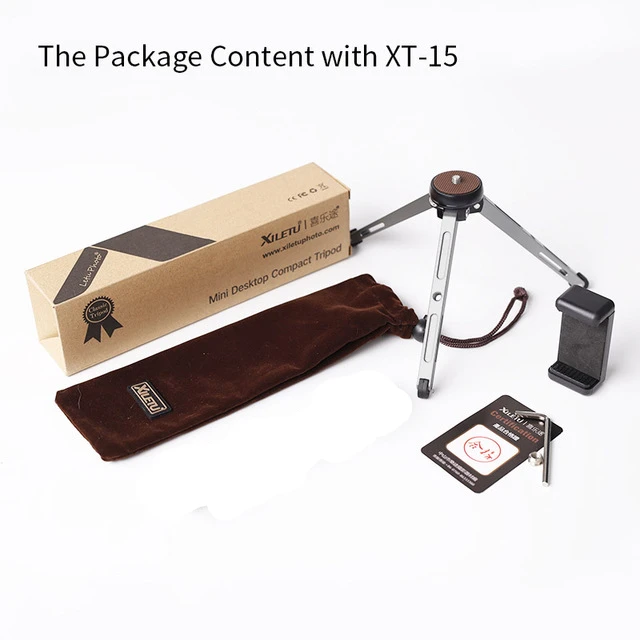 XT15 XILETU MT26+ XT15 мини многофункциональный настольный штатив алюминиевый сплав портативный кронштейн шаровая Головка для мобильного телефона Gopro DSLR камера - Цвет: XT15