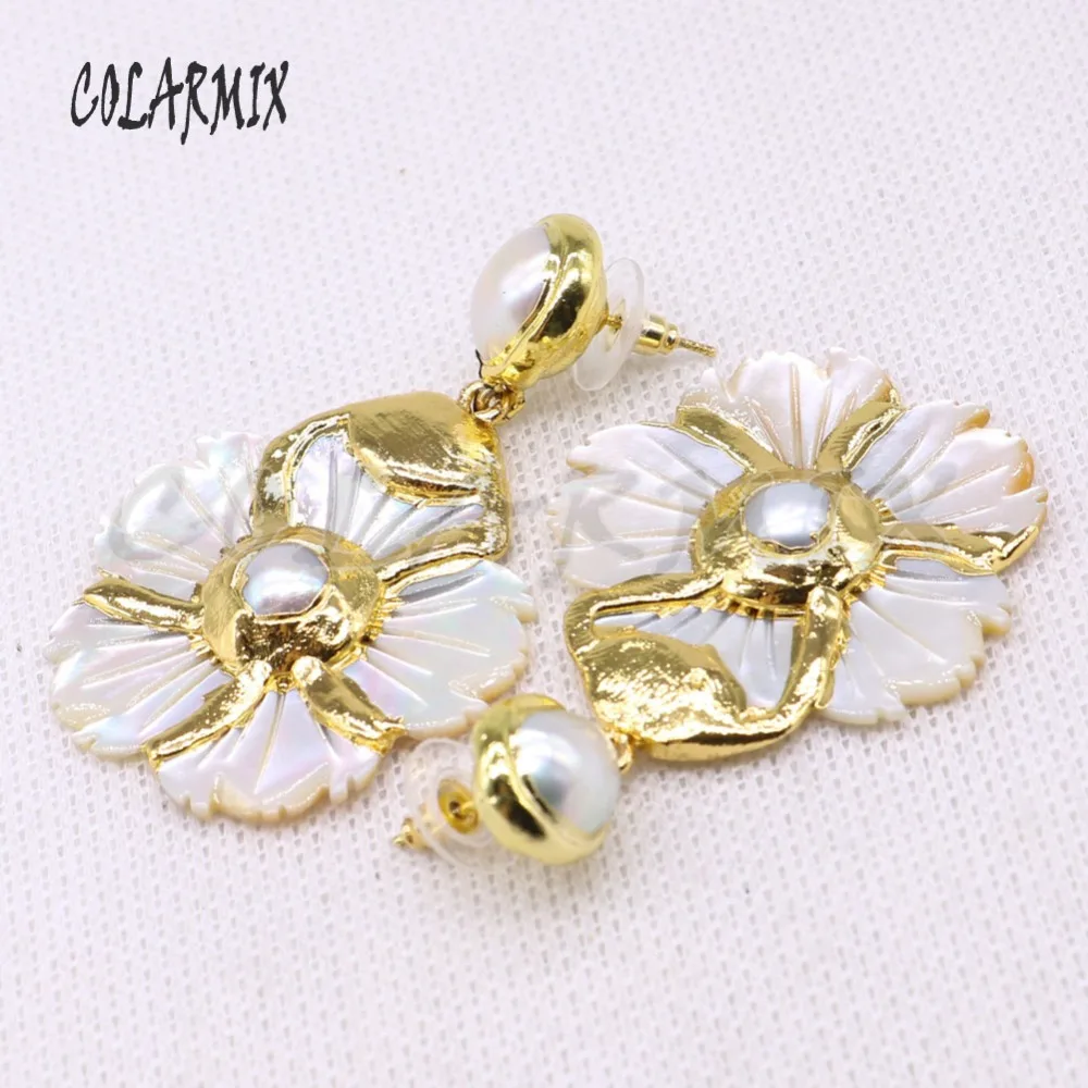 Оптовая продажа ювелирных изделий раковины серьги золотого цвета металлические