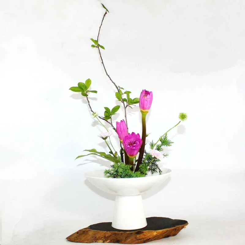 Японский Ikebana Высокая белая чаша керамические контейнеры гидропоники цветочный