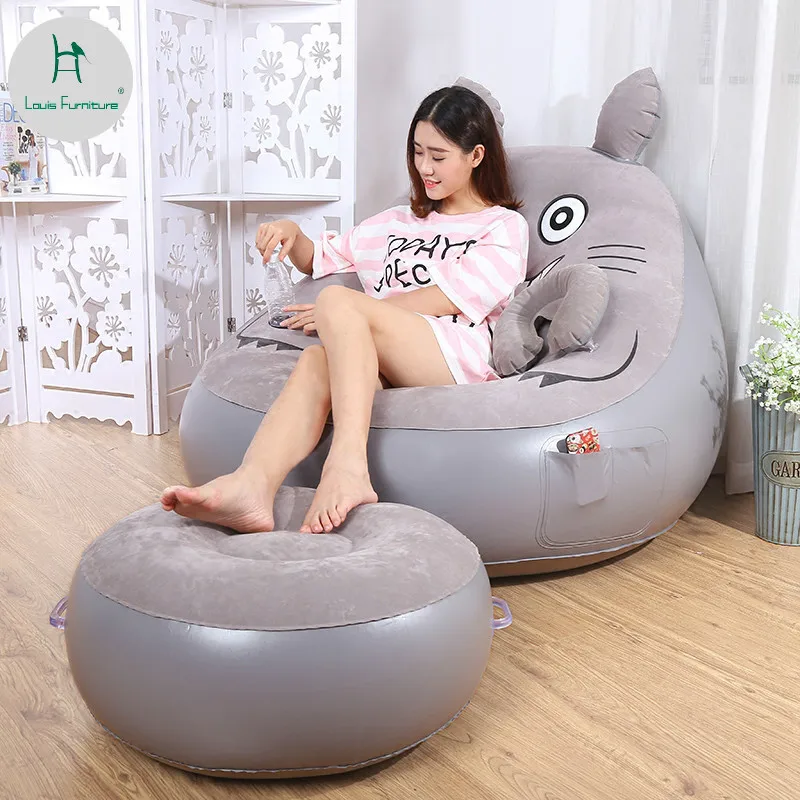 

Louis Fashion Beds Lazy Person Single Person Inflatable Bedroom Cute Chair Lunch Break Fashion Air Cushion Sofa Chair