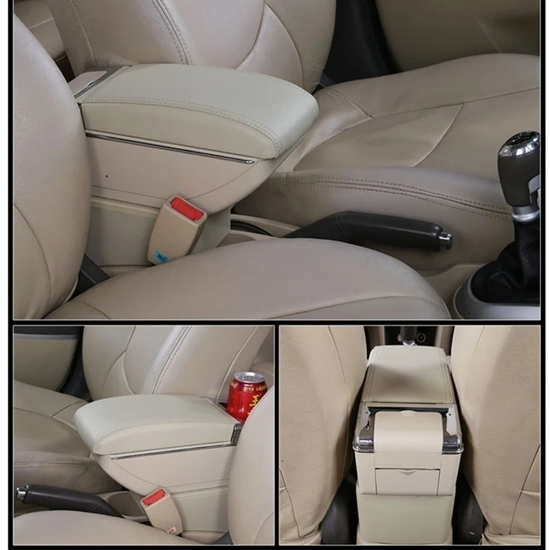 Автомобильный подлокотник, коробка для PEUGEOT 206 207, центральный магазин, коробка для хранения, автомобильный стиль, центральная консоль, товары, аксессуары для интерьера - Название цвета: beige