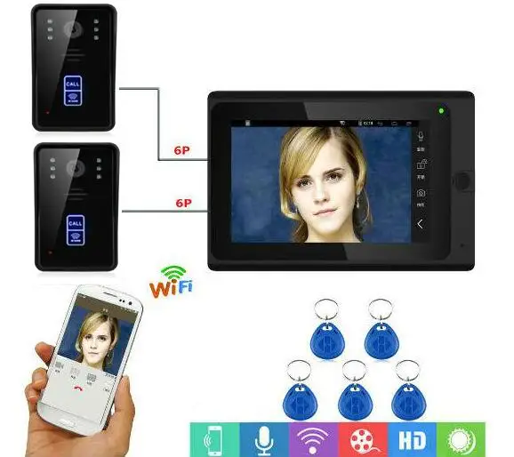 SmartYIBA " HD wifi Смарт видео домофон приложение управление беспроводной wifi домофон системы с проводным сенсорным экраном видеодомофон комплекты