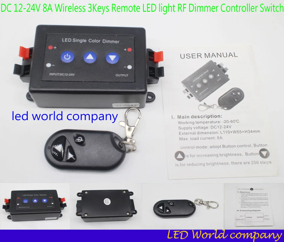 Беспроводной контроллер затемнения для светодиодной ленты 3 клавиши 12-24 В