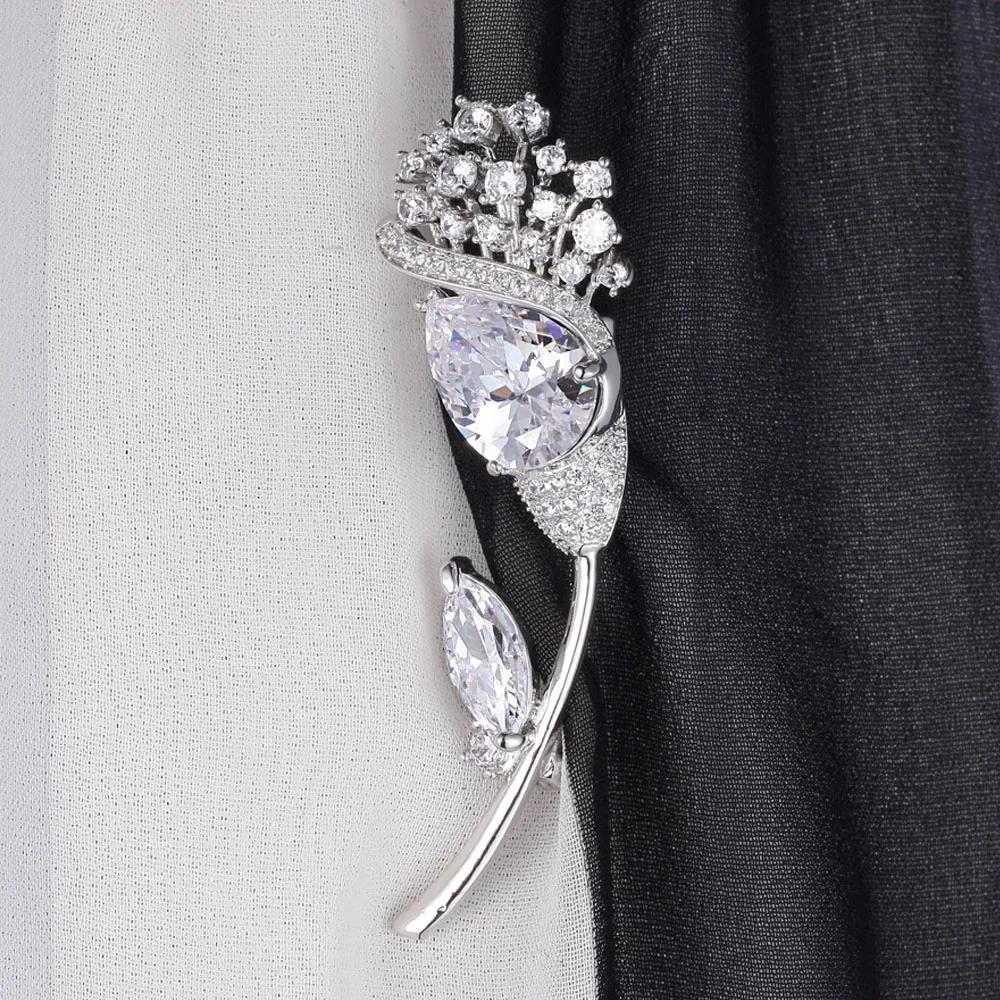 HONGHONG фианиты растения броши булавки для женщин Высокое качество цветок брошь