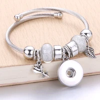 wholesale elastic bracelet snaps jewelry bangles 18mm charms beaded bracelet snap jewelry fit 18mm snaps buttons 8030