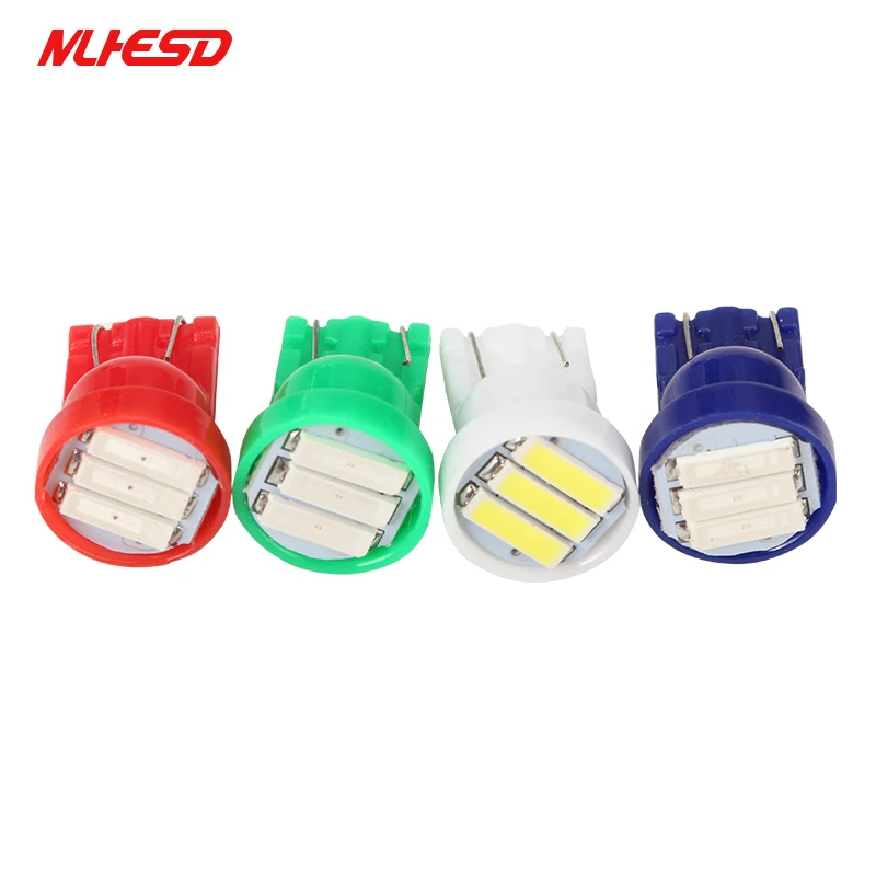100X T10 3 SMD 7014 светодиодный 3SMD 7020 Вт белый синий красный зеленый желтый W5W светильник